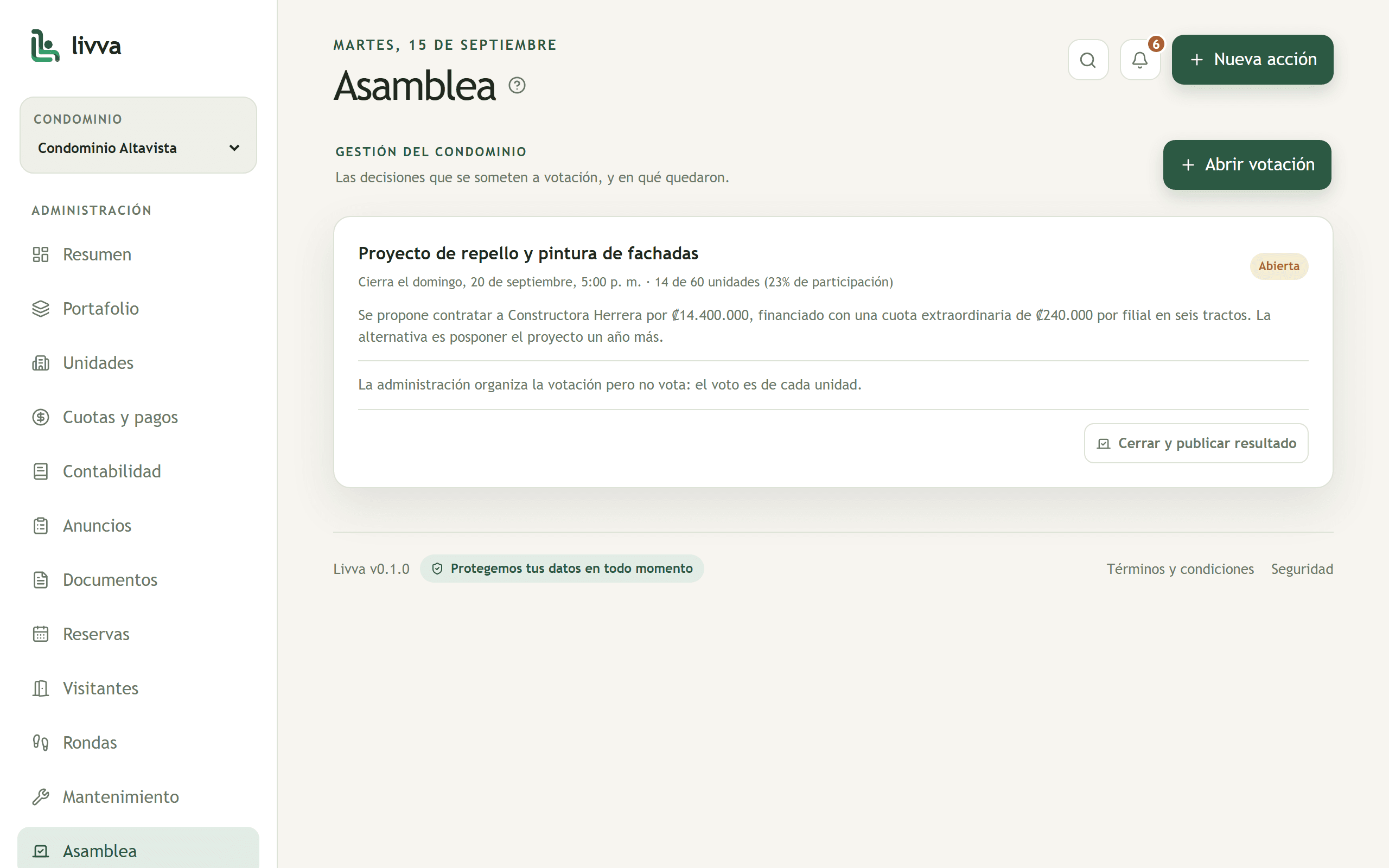 Asambleas y votaciones