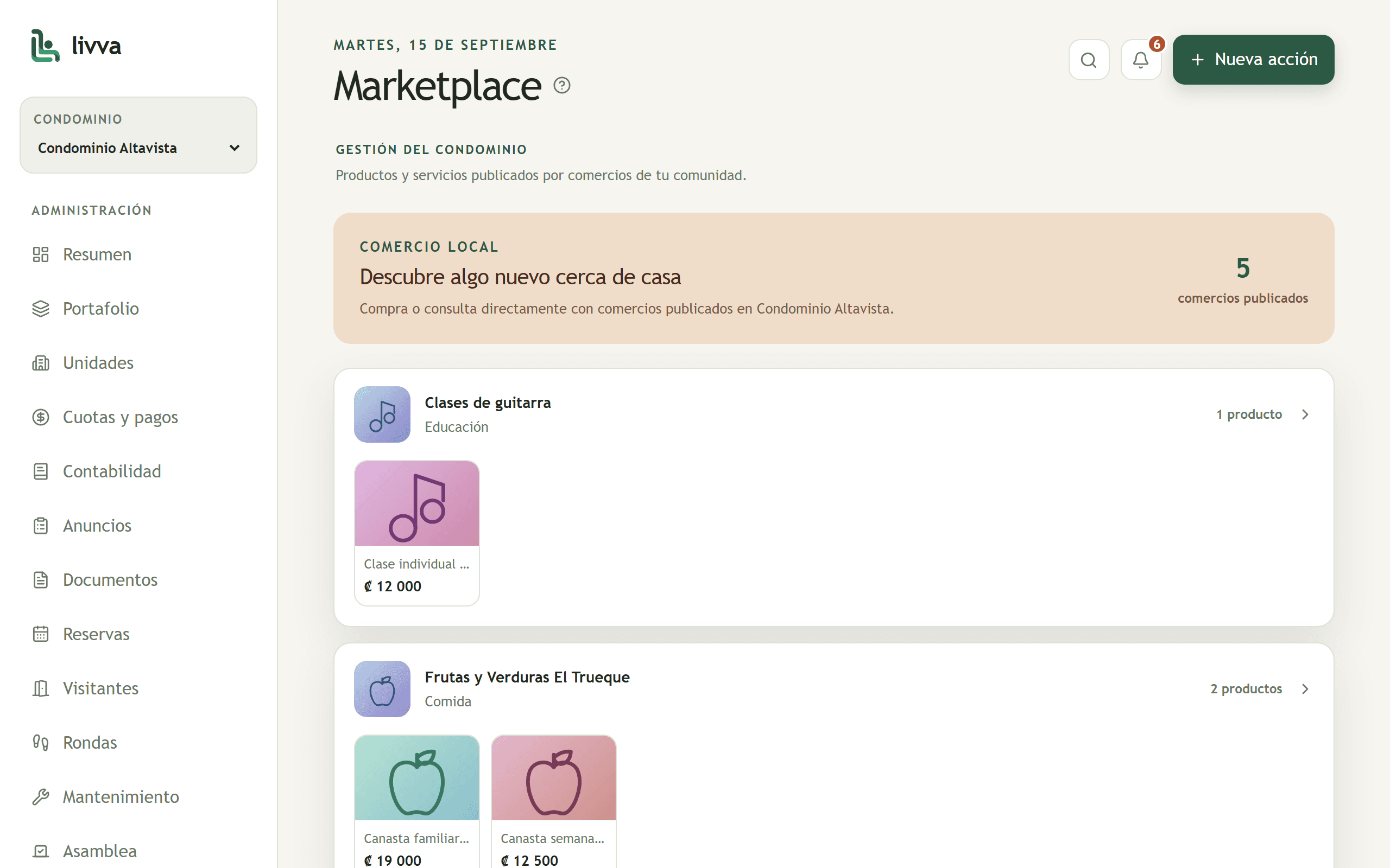 Marketplace del condominio