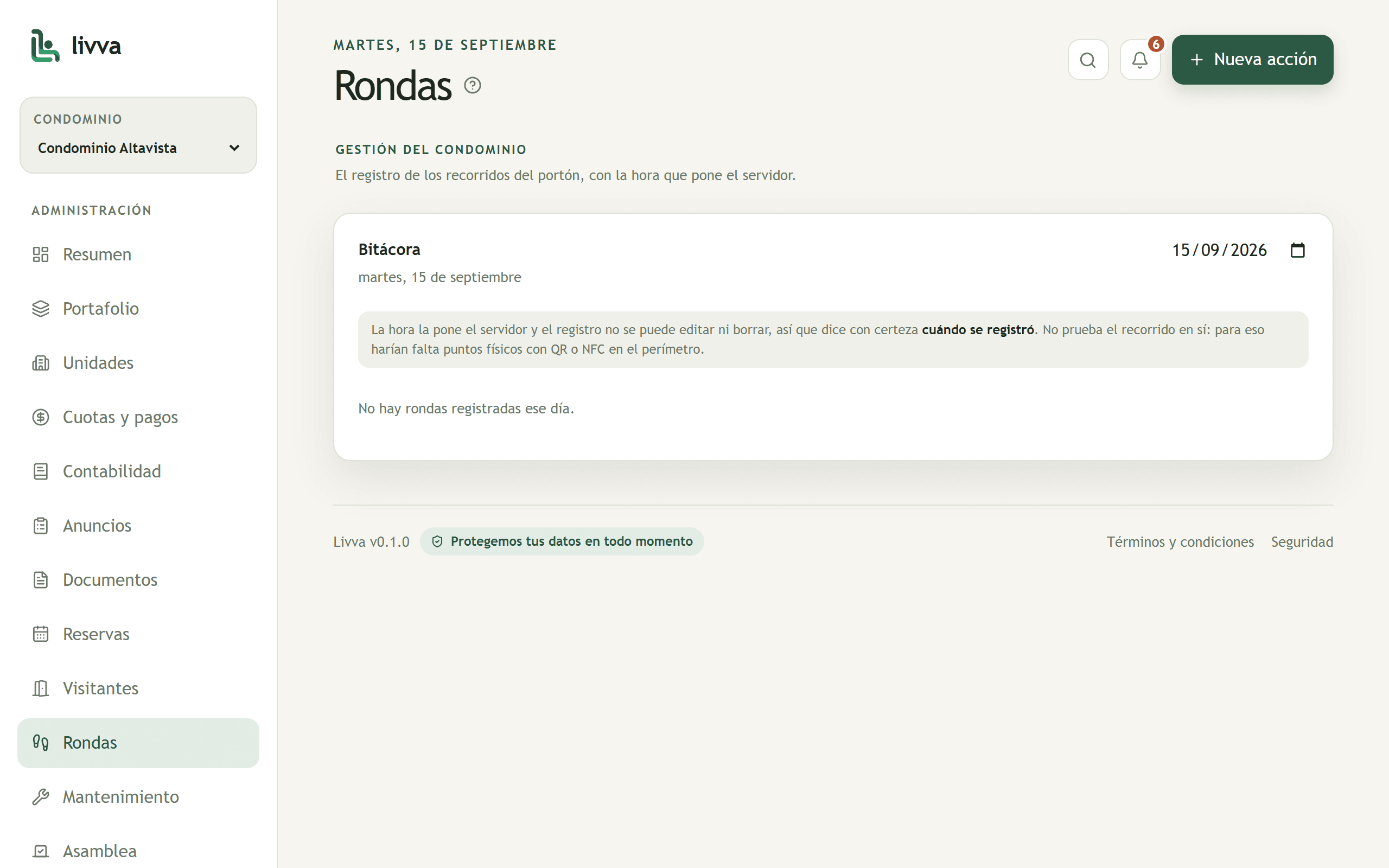 Bitácora de rondas